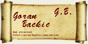 Goran Backić vizit kartica